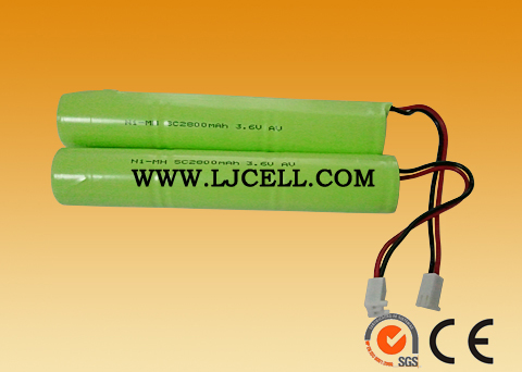 3.6v&nbsp;SC&nbsp;2800mAH&nbsp;镍氢电池组带线